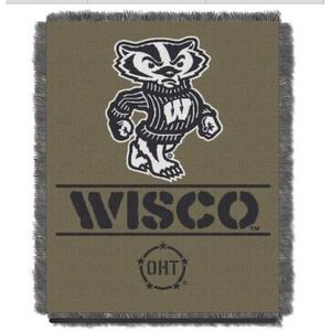 Wisconsin Badgers WISCO 46" X 59" Triple Woven Jacquard Throw NCAA OHT USA New‎
